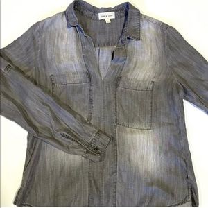 Anthro Cloth & Stone Chambray Pullover Top